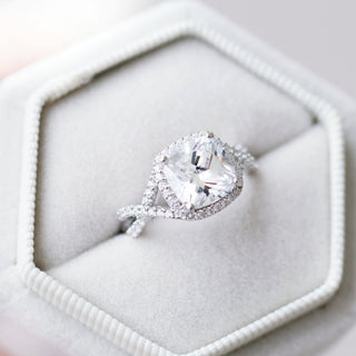 Flair Cushion Cut Simulated Diamond Engagement Ring in Sterling Silver