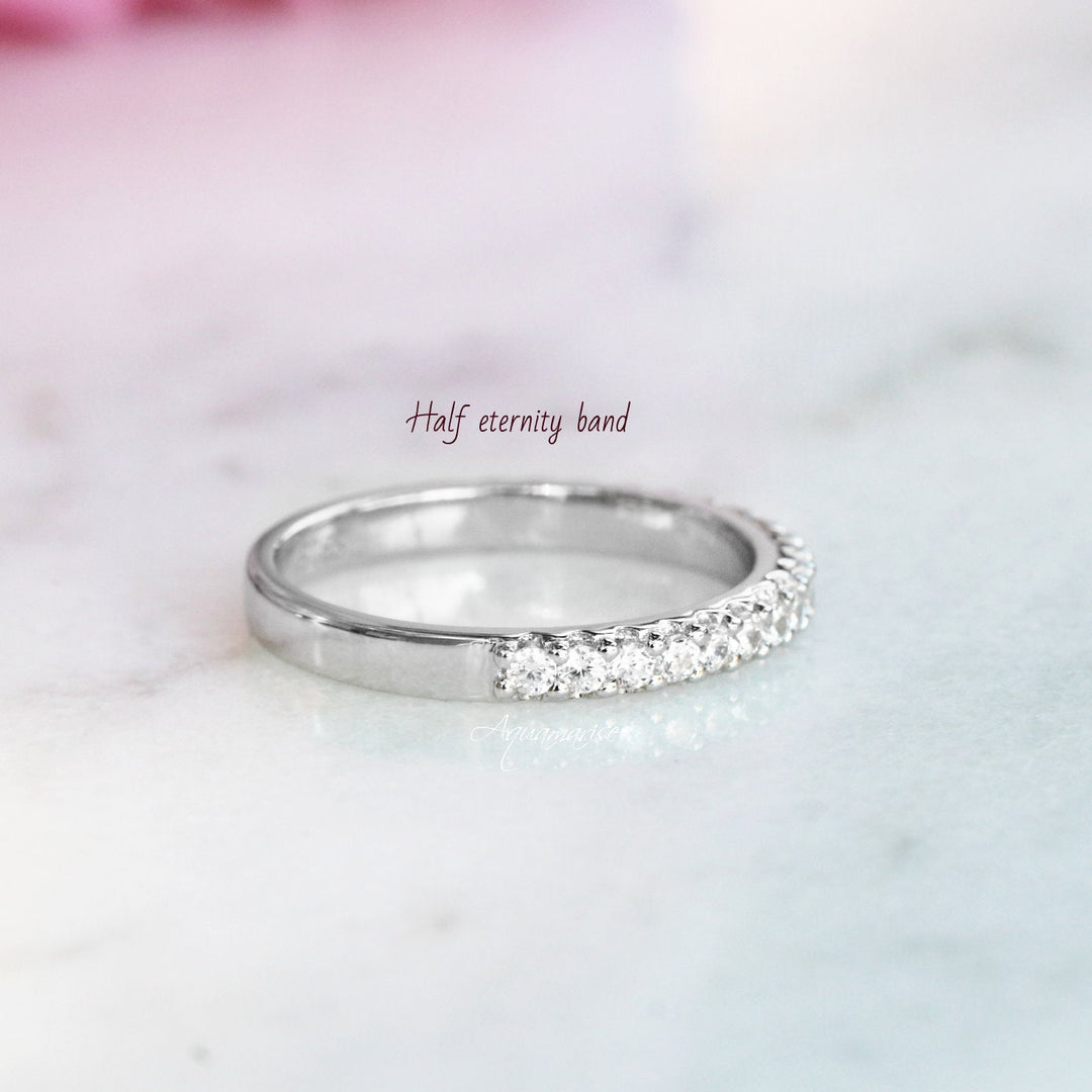 Simulated Diamond Wedding Band- Sterling Silver