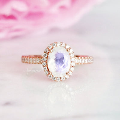 Iris Rainbow Moonstone Ring- 14K Rose Gold Vermeil