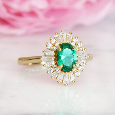 Victoria Emerald Ring- 14K Yellow Gold Vermeil