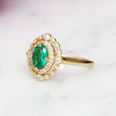 Valentina Emerald Ring- 14K Yellow Gold Vermeil