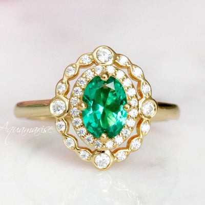 Valentina Emerald Ring- 14K Yellow Gold Vermeil