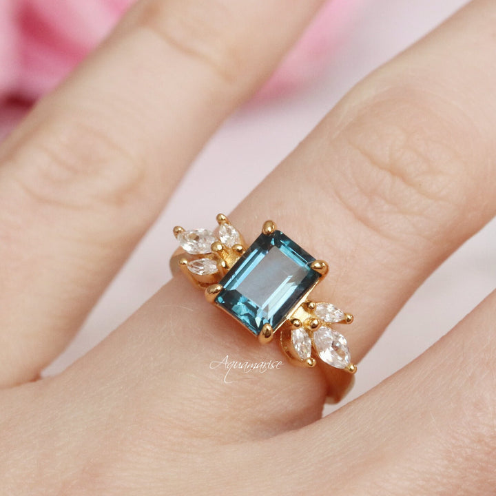 Eva London Blue Topaz Ring- 14K Gold Vermeil