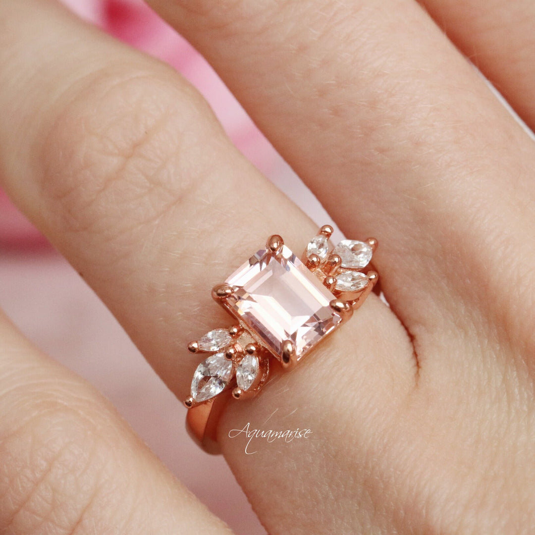 Eva Morganite Ring- 14K Rose Gold Vermeil