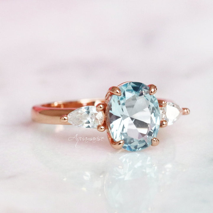 Olivia Aquamarine Ring- 14K Rose Gold Vermeil