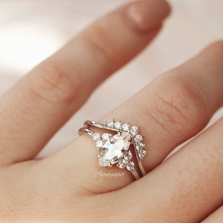 Marquise Cut White Sapphire Engagement Ring Set in Sterling Silver