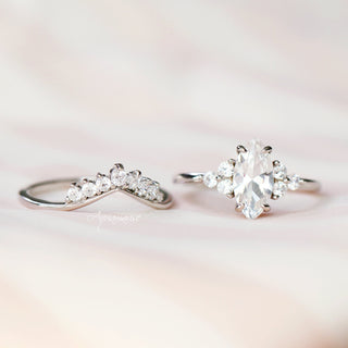 Marquise Cut White Sapphire Engagement Ring Set in Sterling Silver