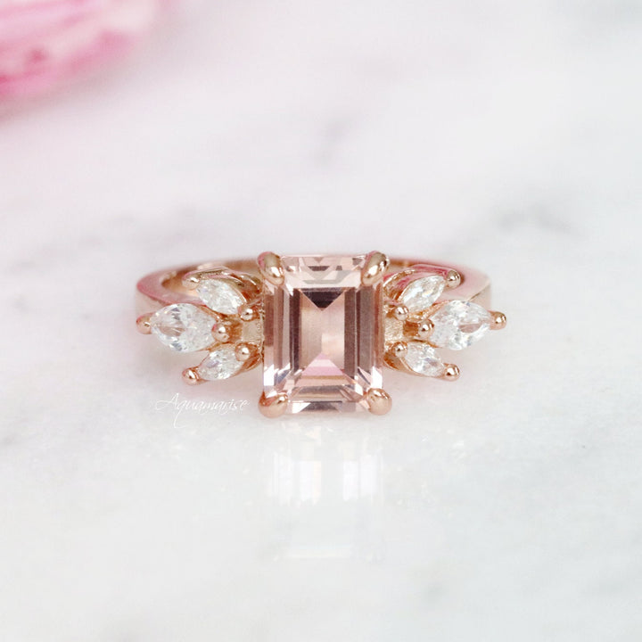 Eva Morganite Ring- 14K Rose Gold Vermeil