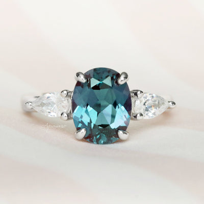 Olivia Teal Alexandrite Ring- Sterling Silver