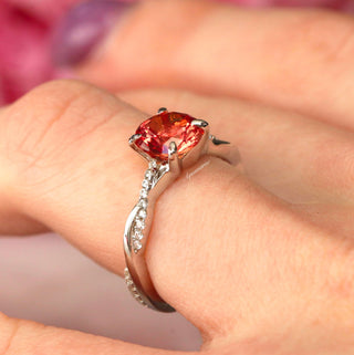 Sophia Padparadscha Sapphire Ring in Sterling Silver
