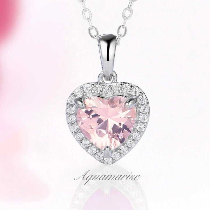 Love Morganite Necklace- Sterling Silver