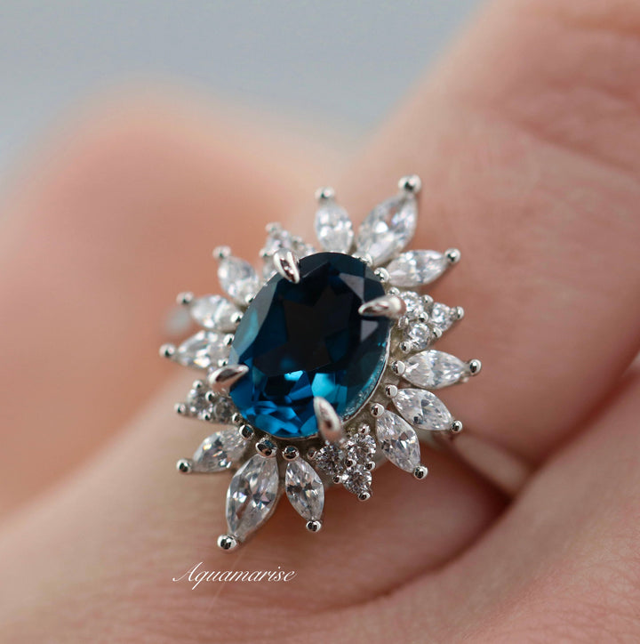 Aurora Natural London Blue Topaz Ring- Sterling Silver