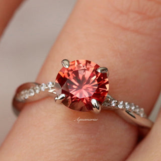 Sophia Padparadscha Sapphire Ring in Sterling Silver