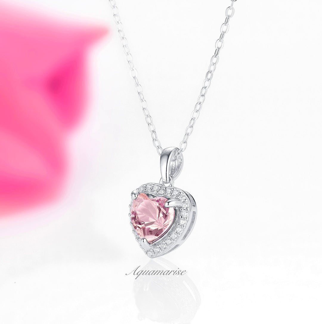 Love Morganite Necklace- Sterling Silver