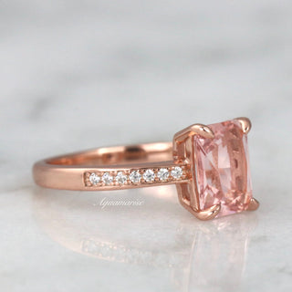 Ava Morganite Ring- 14K Rose Gold Vermeil