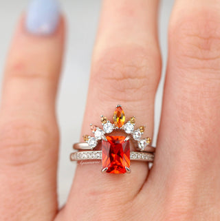 Natural Citrine Curved Stacking Wedding Band in Sterling Silver