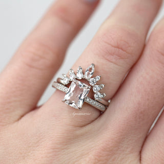 Ava Emerald Cut White Sapphire Engagement Ring in Sterling Silver