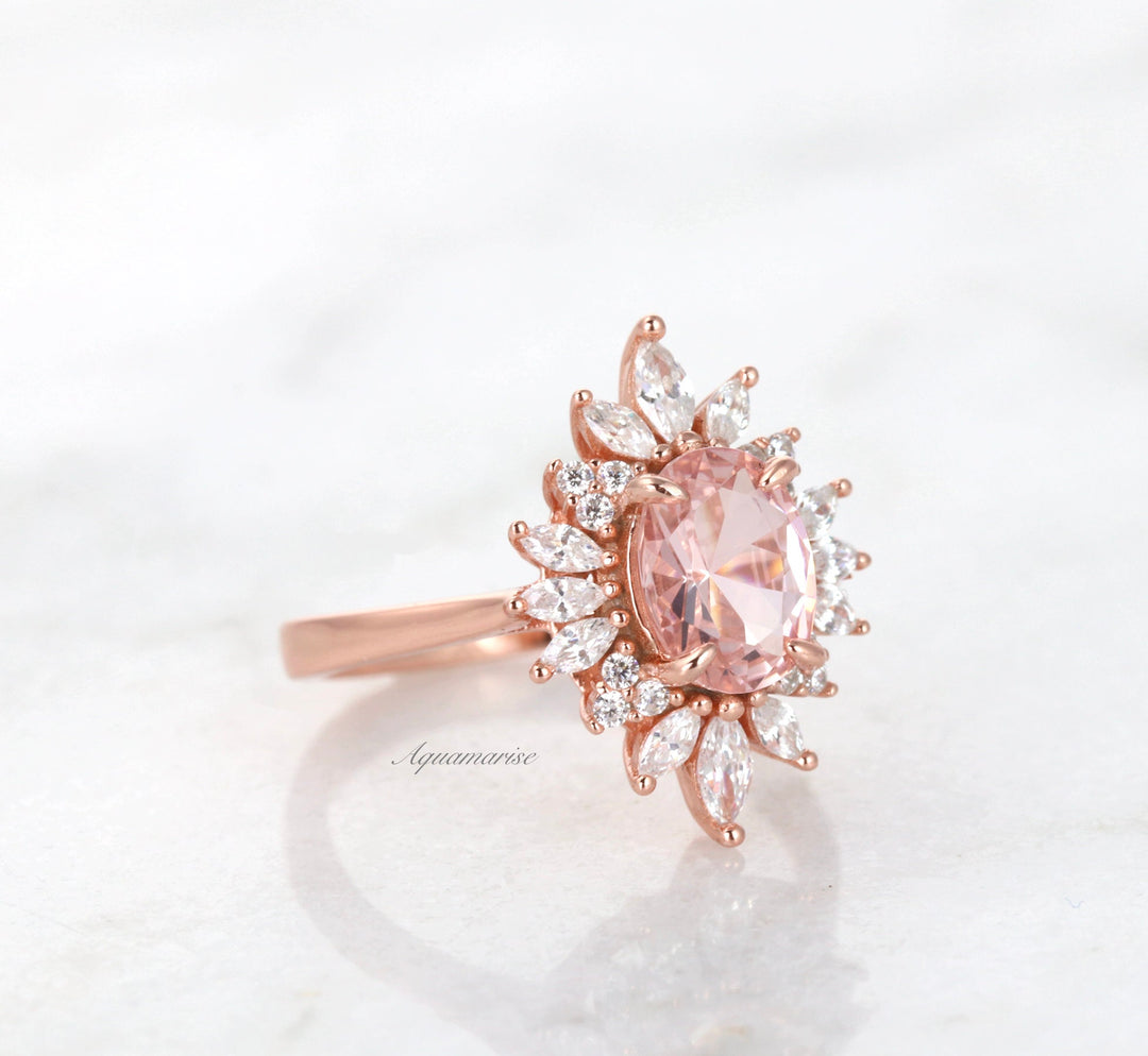 Aurora Morganite Ring- 14K Rose Gold Vermeil