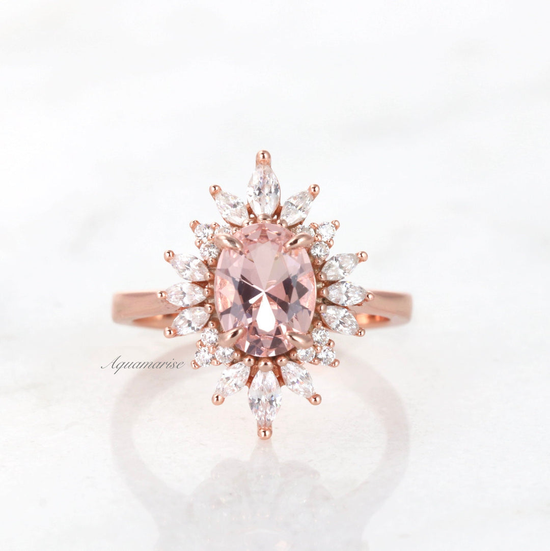 Aurora Morganite Ring- 14K Rose Gold Vermeil