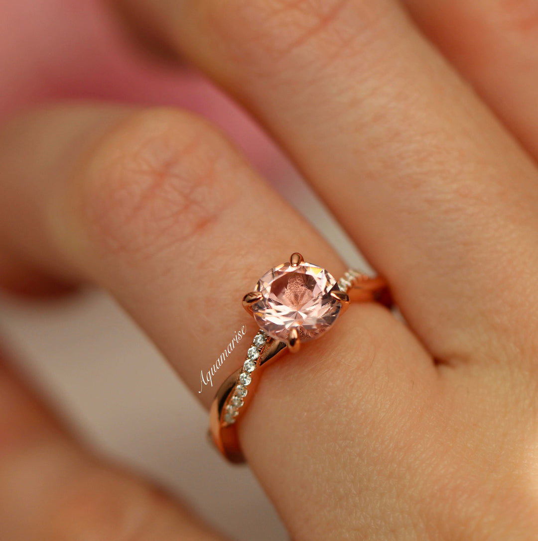 Sophia Twisted Vine Morganite Ring- 14K Solid Rose Gold