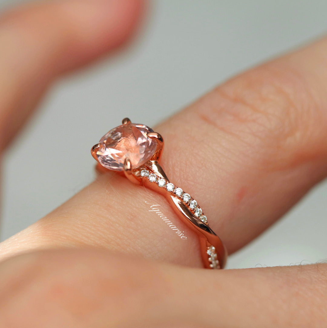 Sophia Twisted Vine Morganite Ring- 14K Solid Rose Gold