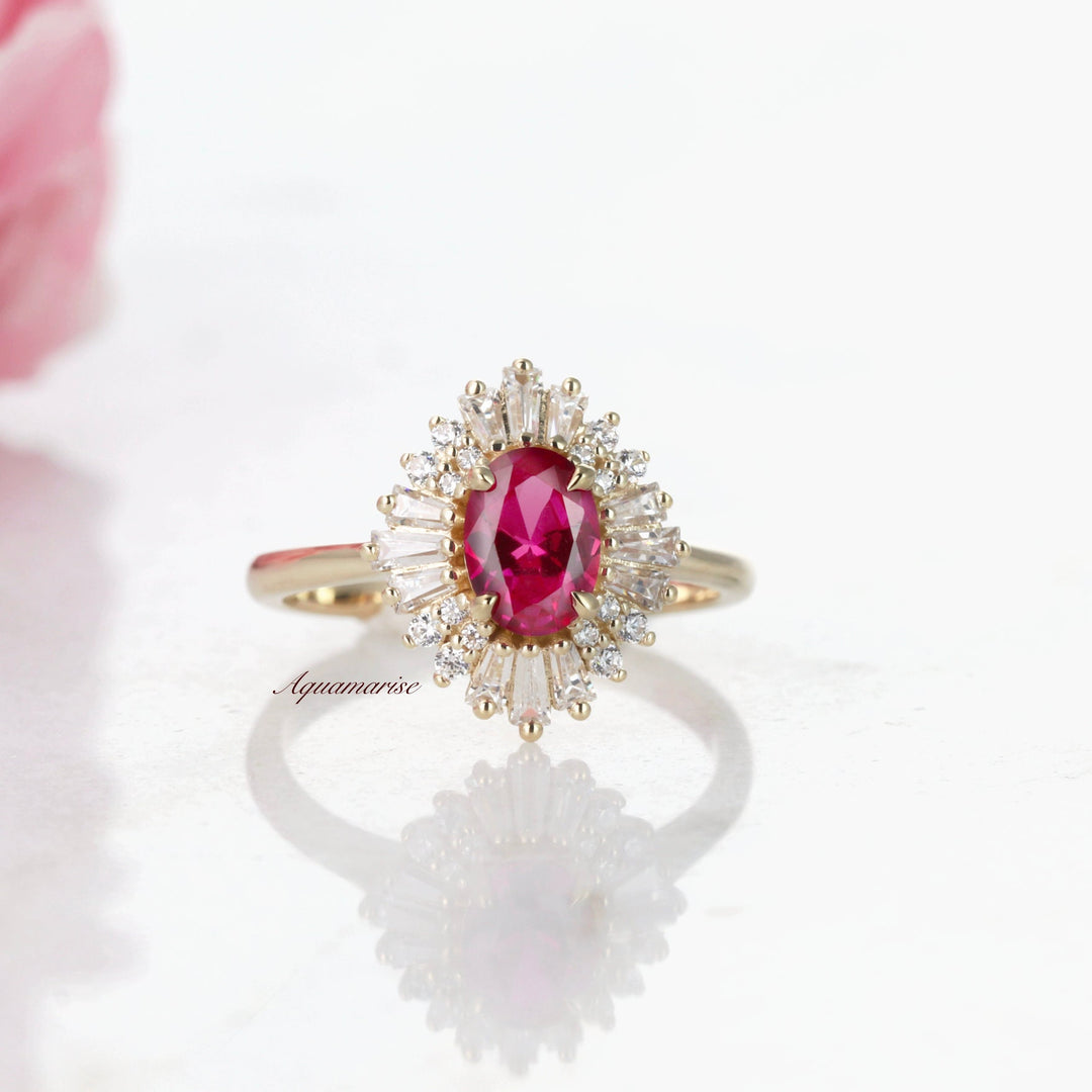 Victoria Ruby Ring- 14K Yellow Gold Vermeil