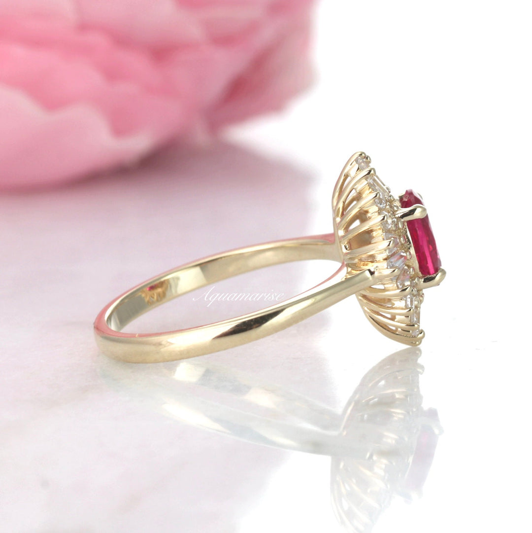 Victoria Ruby Ring- 14K Yellow Gold Vermeil