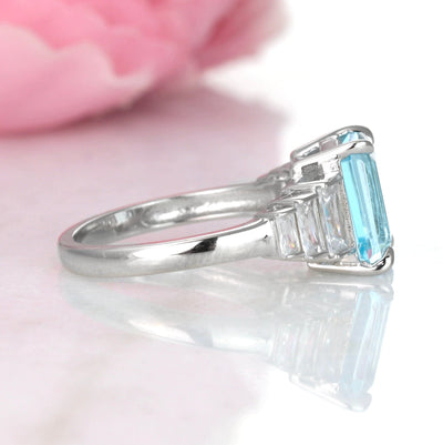 Mia Aquamarine Ring- Sterling Silver