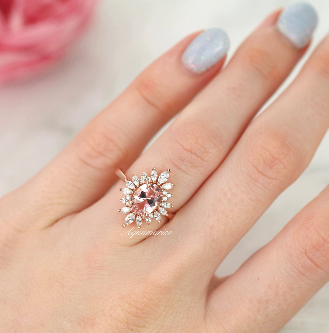 Aurora Morganite Ring- 14K Rose Gold Vermeil