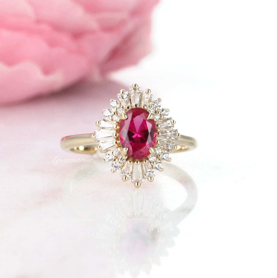 Victoria Ruby Ring- 14K Yellow Gold Vermeil