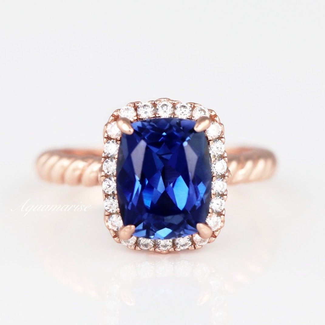 Hazel Ceylon Sapphire Ring- 14K Rose Gold Vermeil
