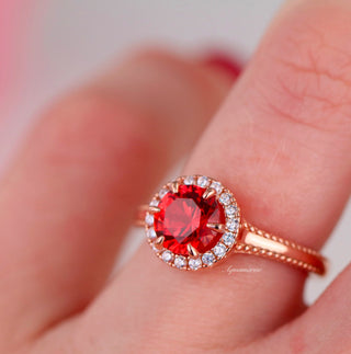 Ella Padparadscha Sapphire Ring in 14K Rose Gold Vermeil