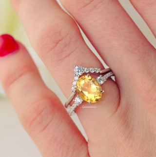Bella Natural Oval Citrine Ring Set in Sterling Silver
