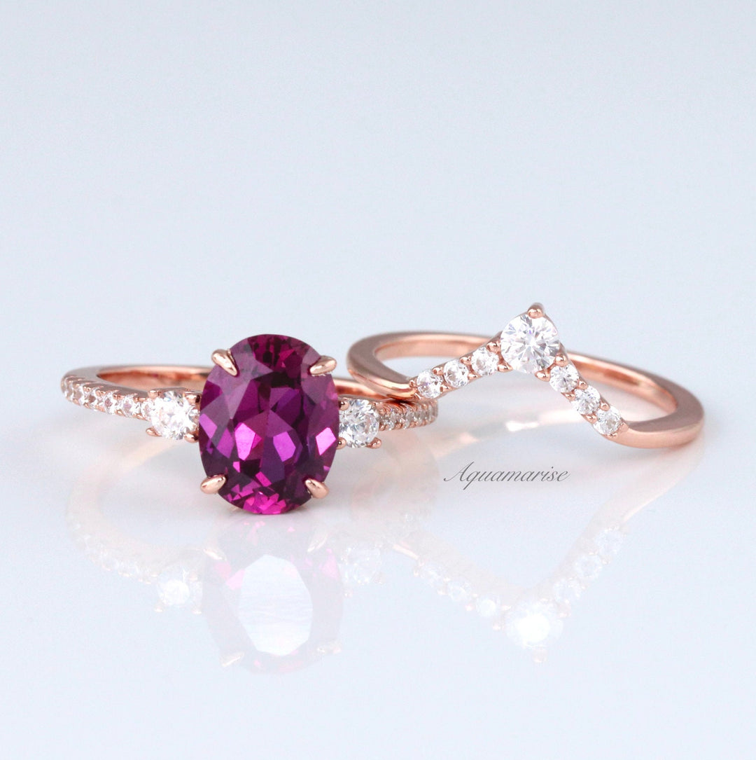 Bella Rubellite Tourmaline Ring Set- 14K Rose Gold Vermeil