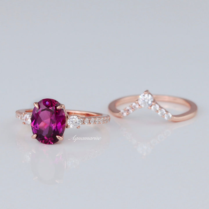 Bella Rubellite Tourmaline Ring Set- 14K Rose Gold Vermeil