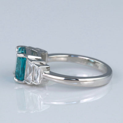 Ivy Teal Sapphire Ring- Sterling Silver