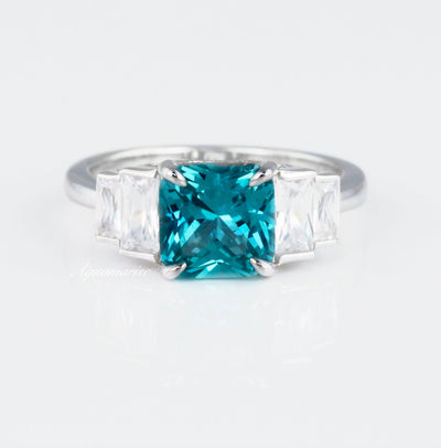 Ivy Teal Sapphire Ring- Sterling Silver