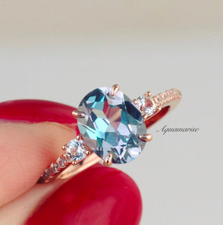 Bella Oval Cut Alexandrite Ring Set in 14K Rose Gold Vermeil
