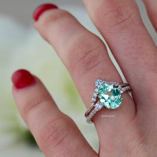 Bella Oval Teal Sapphire Ring Set in Sterling Silver