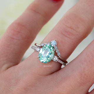 Bella Oval Teal Sapphire Ring Set in Sterling Silver