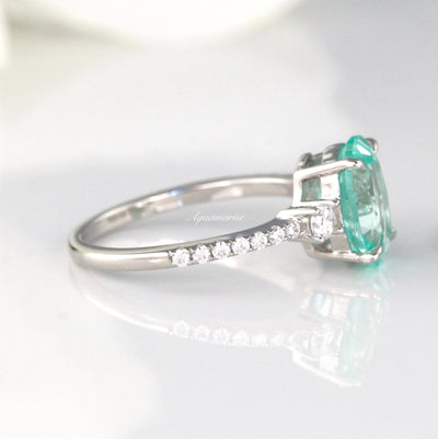 Bella Green Sapphire Ring Set- Sterling Silver