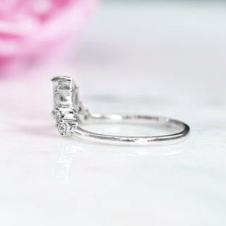 Art Deco Cluster Diamond Wedding Band- Sterling Silver