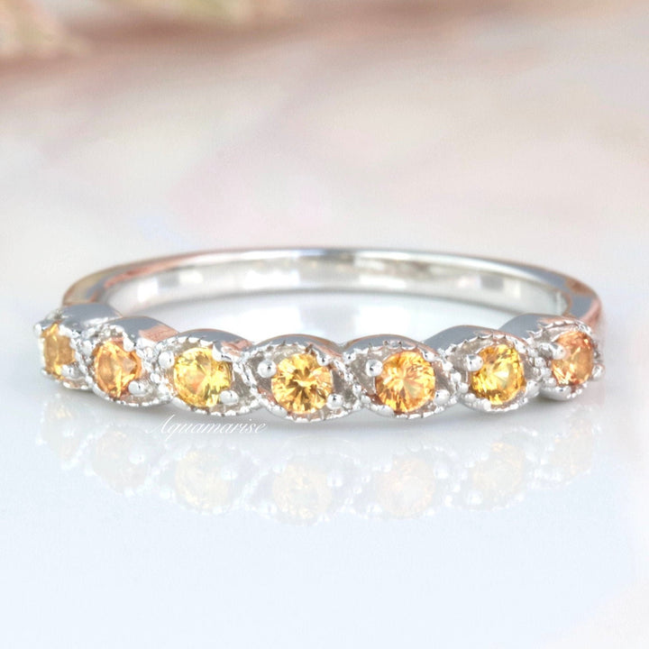 Citrine Wedding Band- Sterling Silver