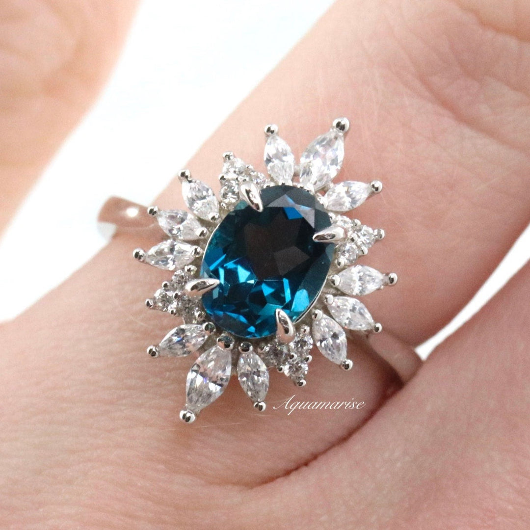 Aurora Natural London Blue Topaz Ring- Sterling Silver