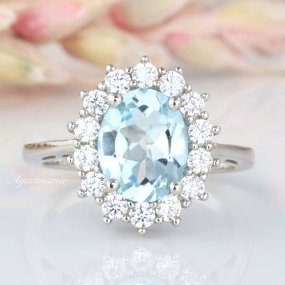 Diana Aquamarine Ring- Sterling Silver