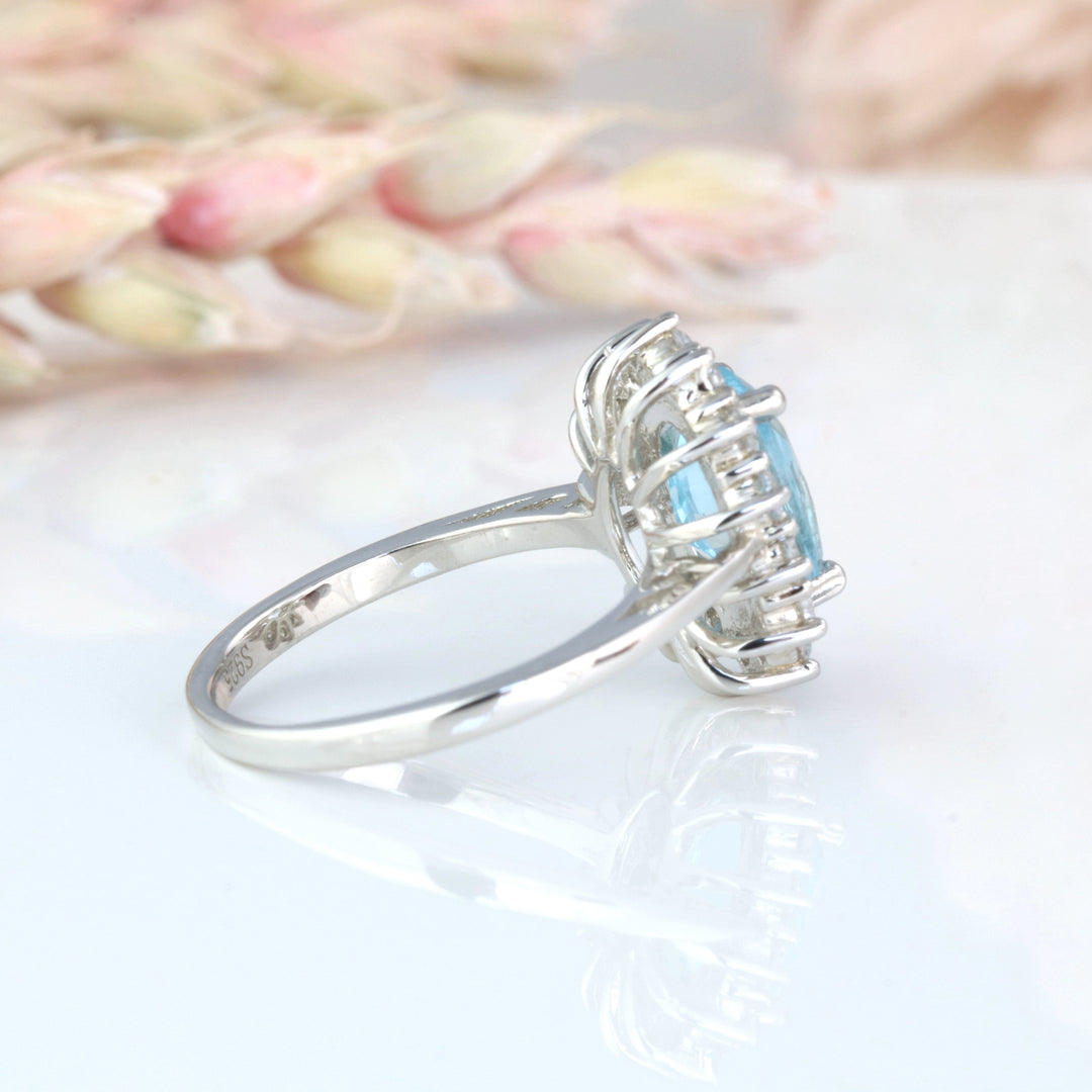 Diana Aquamarine Ring- Sterling Silver