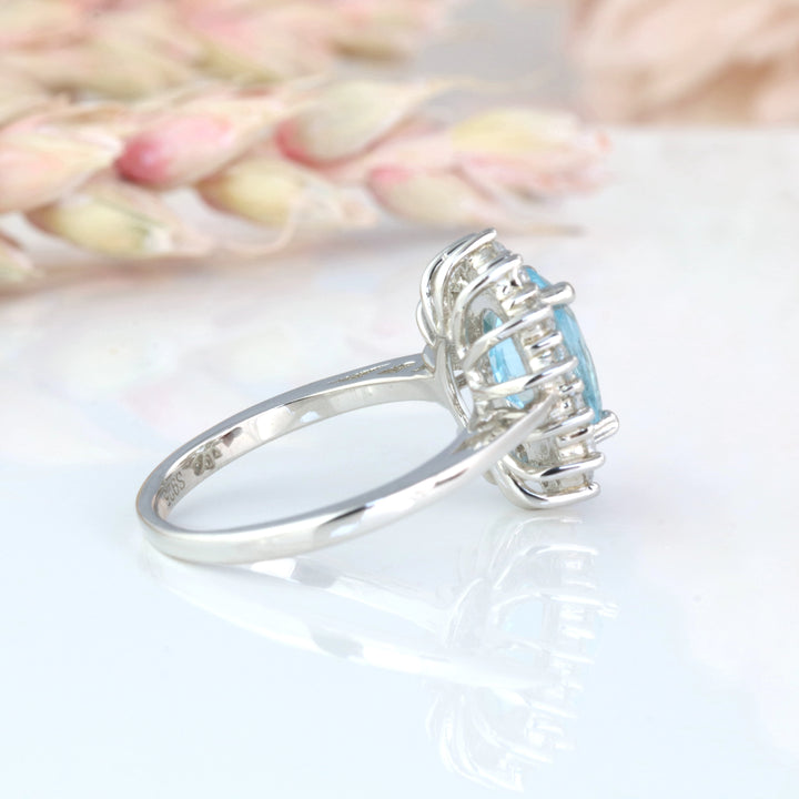 Diana Aquamarine Ring- Sterling Silver