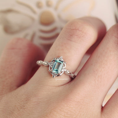Claire Vintage Natural Aquamarine Ring- Sterling Silver