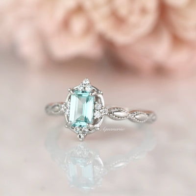 Claire Vintage Natural Aquamarine Ring- Sterling Silver