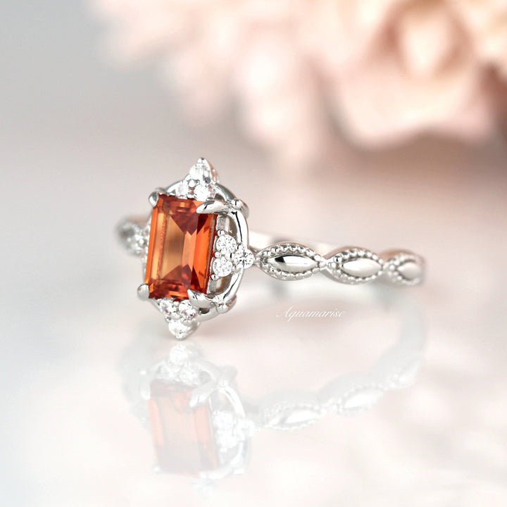 Claire Orange Sapphire Ring- Sterling Silver